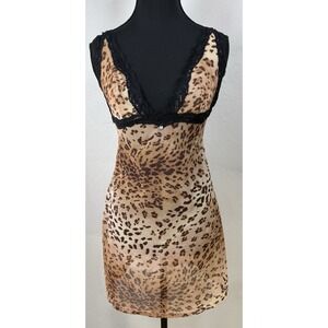 Victoria Secret Very Sexy Y2K Babydoll Mesh Leopard Chemise Lace Slip Lingerie S